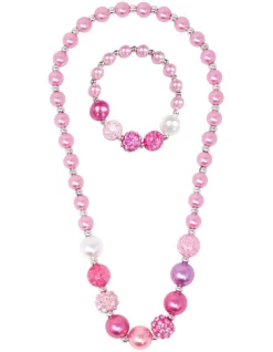 Pink Poppy Unicorn Princess Necklace & Bracelet Set In Pink