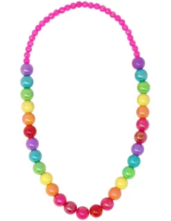 Pink Poppy Rainbow Beads Necklace In Multi