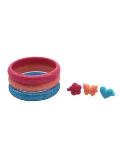 Wishes Multicoloured Glitter Bangle And Ring Set