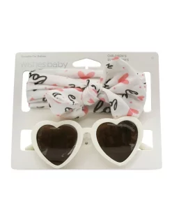 Wishes Baby Hairwrap And Sunglasses Pack In Cream