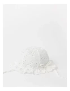 Sprout Broiderie Hat In White