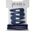 Pixies Bows Snap Clip & Elastic Set School Navy