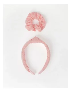 Milkshake Headband And Scrunchie Set In Pink