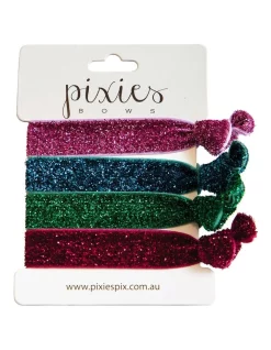 Pixies Bows Crown Jewels Glitter Multi Hair Ties