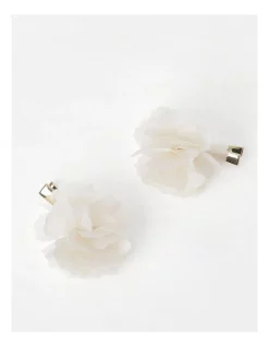 Origami Flower Hair Clips 2 Pack In Cream