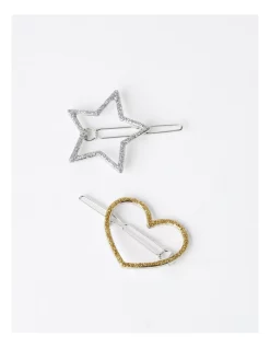 Milkshake Glitter Clips 2 Pack In Silver