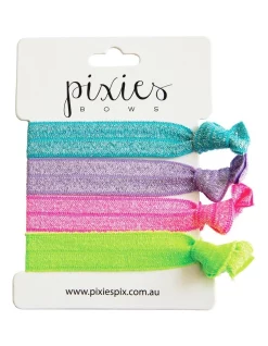 Pixies Bows Starburst Neon Multi Hair Ties