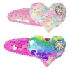 Pink Poppy Sequin Heart Shape Hair Clips In Pink