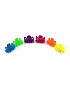 Wishes Mini Multicoloured Neon Hair Claw Clips 6 Pack