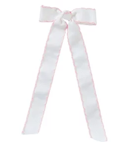 Pixies Bows Streamer Stitched White Grosgrain Hair Bow