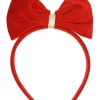 Pink Poppy Velvet Bow Headband In Red