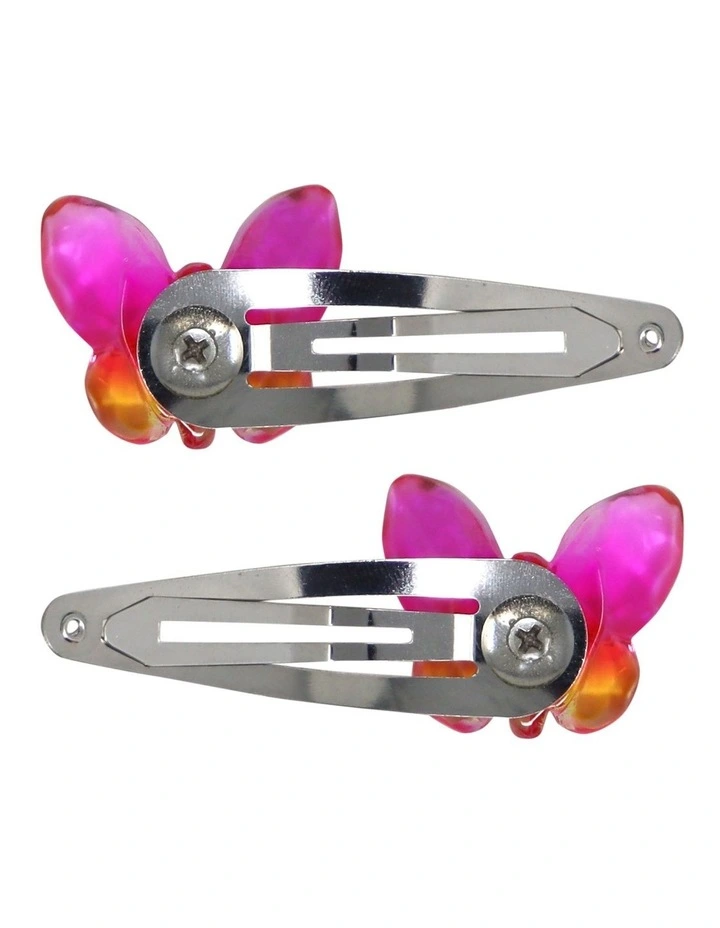 Pink Poppy Rainbow Butterfly Charm Hairclip In Multi 2 Pink Poppy Rainbow Butterfly Charm Hairclip In Multi - Image 2