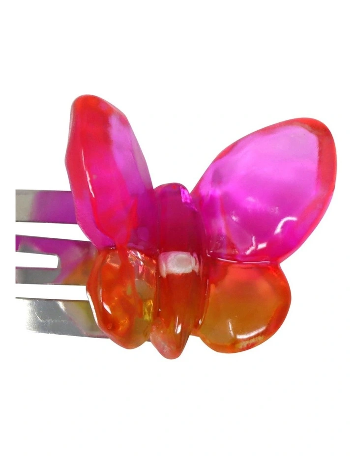 Pink Poppy Rainbow Butterfly Charm Hairclip In Multi 3 Pink Poppy Rainbow Butterfly Charm Hairclip In Multi - Image 3