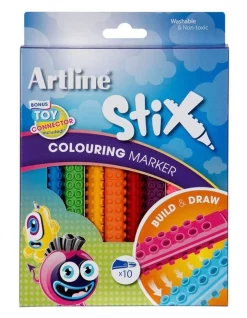 Artline Stix Colouring Marker 10 Pack Pens In Multi