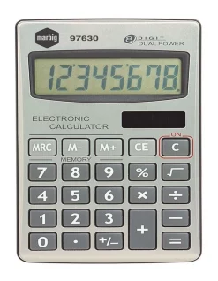 Marbig 8 Digit Handheld Calculator Home/Office/School W/ Large Display Silver