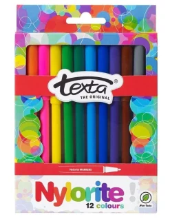 Texta 12pc The Original Nylorite Coloured Drawing Kids Markers Art Water Based