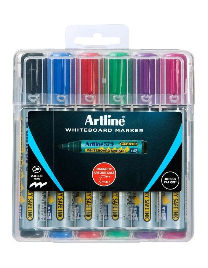 Artline 6pc 579 Wboard Markers Assorted Colours 1 Artline 6pc 579 Wboard Markers Assorted Colours