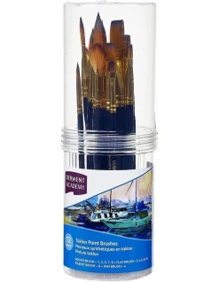 Derwent 12pc Academy Taklon Paint Brushes Small