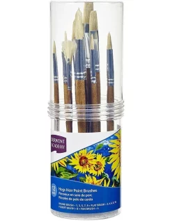 12pc Derwent Academy Hogs Hair Paint Brushes Small