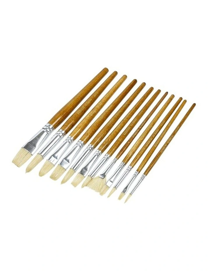 12pc Derwent Academy Hogs Hair Paint Brushes Small 2 12pc Derwent Academy Hogs Hair Paint Brushes Small - Image 2